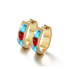 Gold round huggie earrings,fashion crystal jewelry earrings